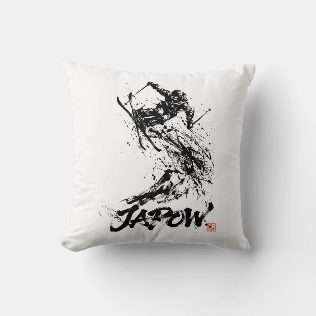 Coussin Snowboard Brush Art - Skier jump (Recto)