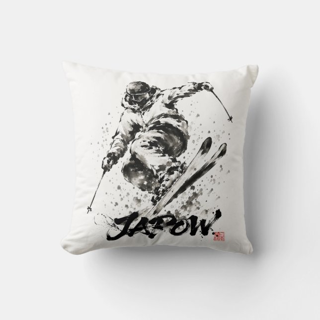 Coussin Snowboard Brush Art - Skier Light (Recto)