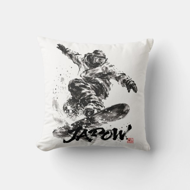 Coussin Snowboard Brush Art - Snowboarder Light (Recto)