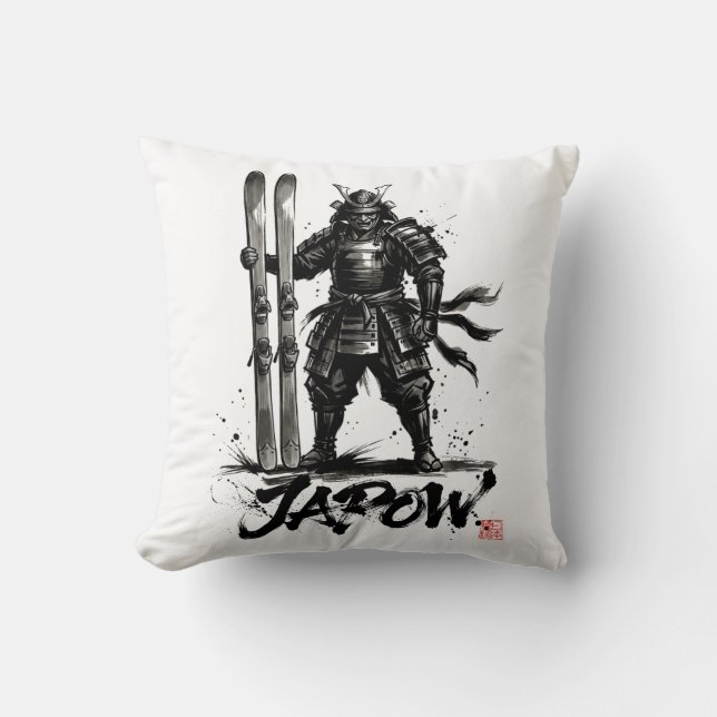 Coussin Snowboard Brush Art - Standing Samurai Ski (Recto)