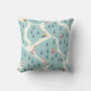 Coussin Snowboarders et skieurs se promènent dans la stati