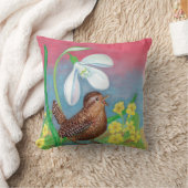 Coussin Snowdrop & wren oiseau convoquer la pépinière de p (Couverture)