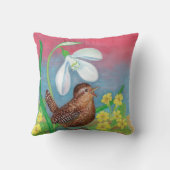 Coussin Snowdrop & wren oiseau convoquer la pépinière de p (Verso)