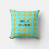 Coussin Snowflake Motif hiver Typographie Or Bleu (Recto)