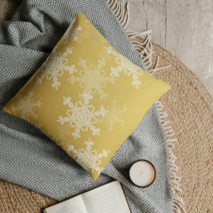 Coussin Snowflakes blanc doré Noël minimaliste