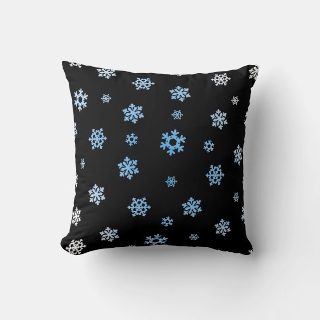 Coussin Snowflakes (bleu et blanc) (Recto)