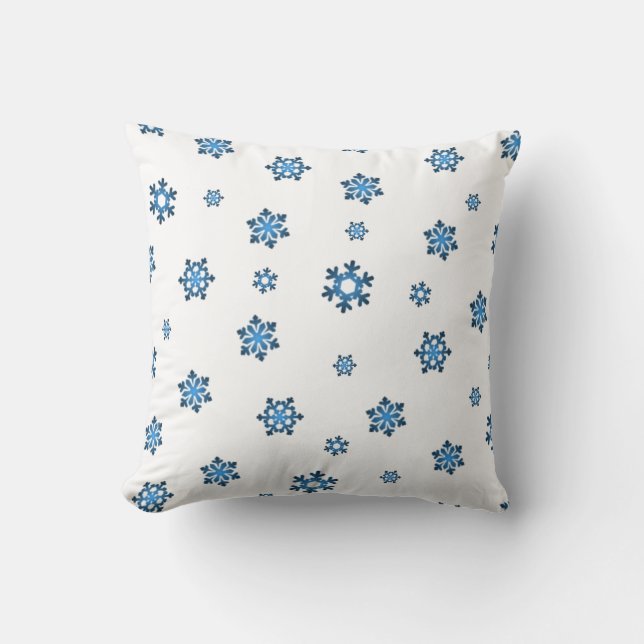 Coussin Snowflakes (bleu et noir) (Recto)