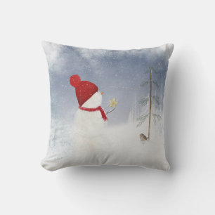 Coussin Snowman de Noël avec étoile d'or