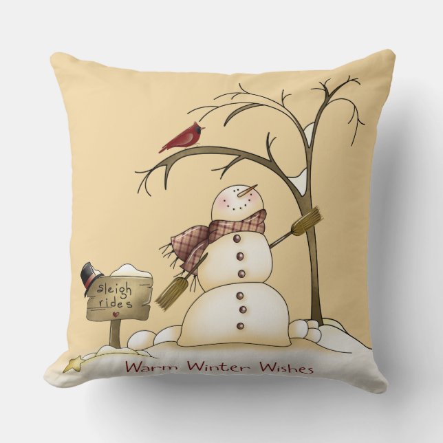 Coussin Snowman en gros Cardinal Sleigh Snow Tree (Recto)