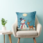 Coussin Snowman et rennes joyeux (Chaise)