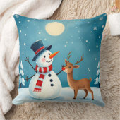Coussin Snowman et rennes joyeux (Couverture)