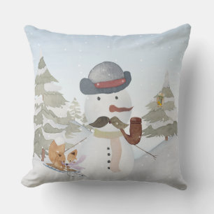 Coussin Snowman et Winter Woodland Friends