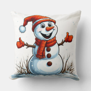 Coussin Snowman gai habillé en Casquette d'hiver