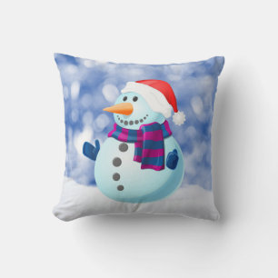Coussin Snowman hiver Joyeux Noël neige