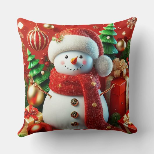 Coussin Snowman joyeux (Verso)