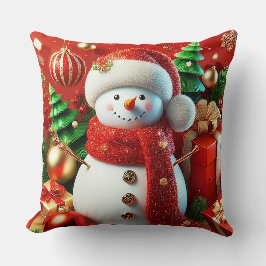 Coussin Snowman joyeux (Recto)