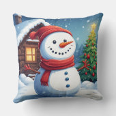 Coussin Snowman joyeux avec sapin de Noël (Verso)