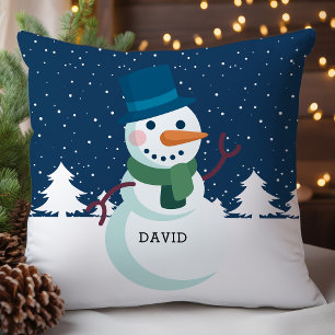 Coussin Snowman Papa Nom personnalisé Noël Fête