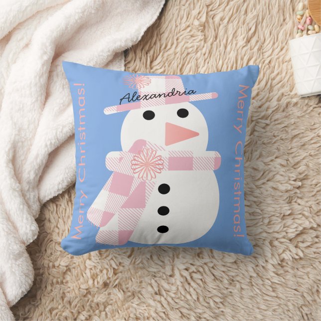 Coussin Snowman Personnalisé Joyeux Noël (Couverture)