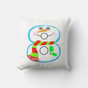 Coussin Snowman Rouge Vert Écharpe Noël Maison de vacances