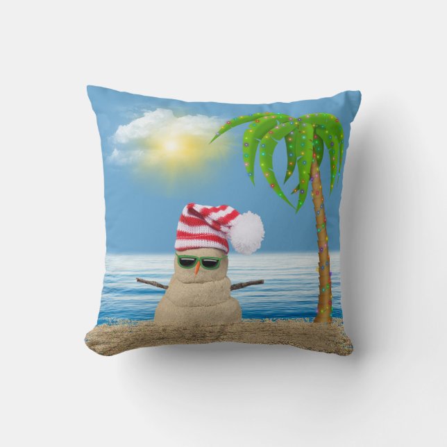 Coussin Snowman tropical avec palmier (Recto)