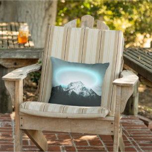 Coussin Snowy mountain mysterious blue neon light