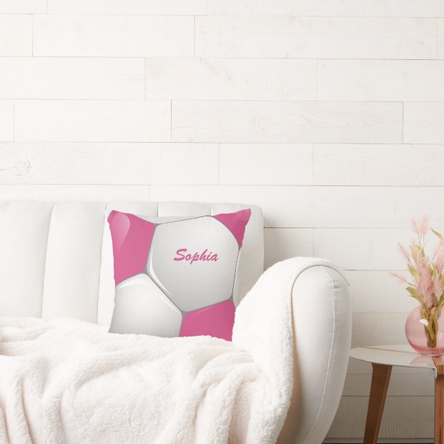 Coussin Soccer Ball Pink and White (Canapé)