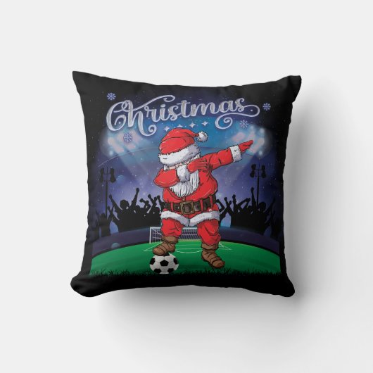 Coussin Soccer de Noël du Père Noël (Recto)