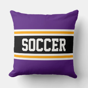 Coussin SOCCER Royal violet jaune noir rayures athlétiques