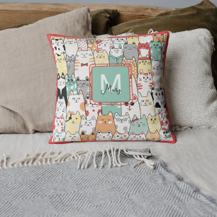 Coussin Soeur Anniversaire Chat Kitties Nom Monogramme