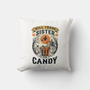 Coussin Sœur d'Halloween échangera contre des bonbons Vint