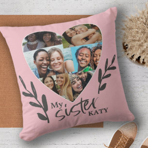 Coussin Soeur Keepsaké Coeur Photo Collage Citation