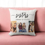 Coussin Soeurs 3 Photo Collage Keepsaké Cadeau<br><div class="desc">Célébrez la soif avec les soeurs 3 Photo Collage Keepsaké Jeu de cadeaux Oreiller. Ce coussin personnalisé présente un collage joliment arrangé de trois photos chères, capturant des moments spéciaux partagés entre soeurs. Conçu avec des matériaux de qualité, il ajoute une touche de design et de sentimentalité à tout espace,...</div>