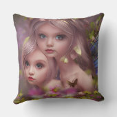 Coussin Soeurs des fées parmi les fleurs de la forêt (Verso)