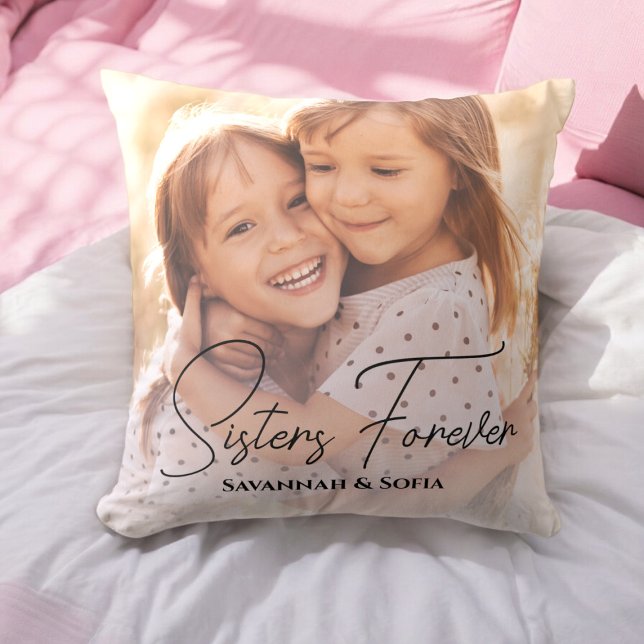 Coussin Soeurs pour toujours photo Jeu d'oreiller (sisters forever photo keepsake throw pillow )