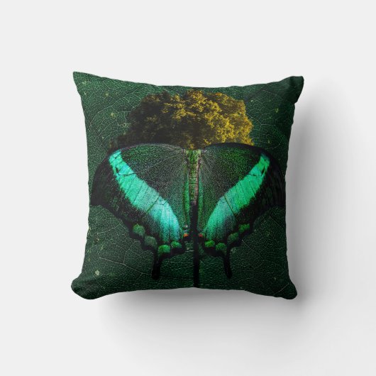 Coussin Sofisticado Esmeralda Orgânico Borboleta Arte (Recto)
