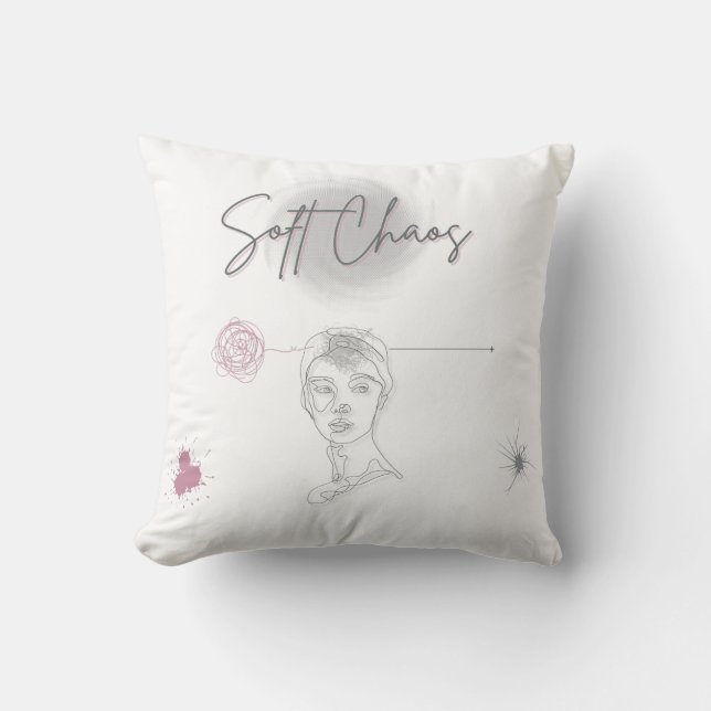 Coussin Soft Chaos - Artistic Line Face Pillow  (Recto)