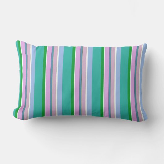 Coussin Soft Pink, Blue et Green Stripes (Recto)