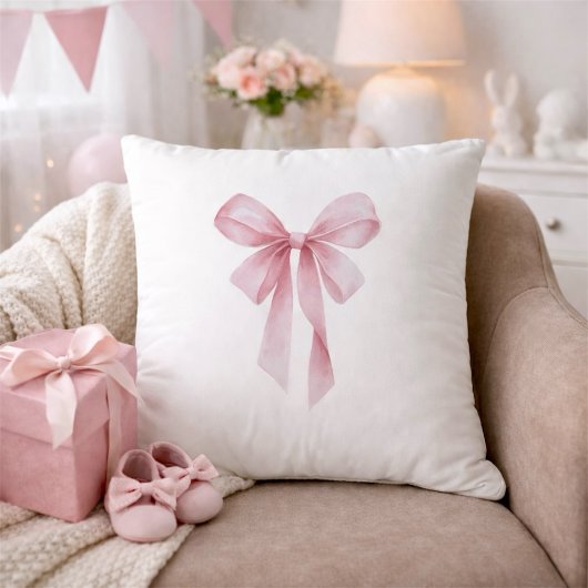 Coussin Soft Pink Bow Girl Baby Shower