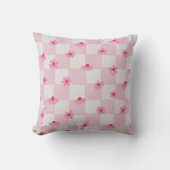 Coussin Soft Pink Daisy Checkerboard Floral Pattern (Recto)