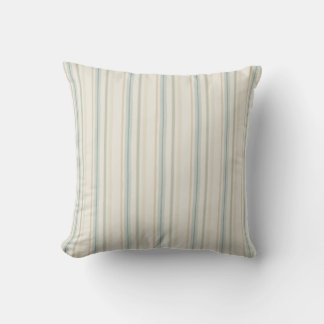 Coussin Soft Sage Bleu et Ochre Rayures Aquarelle