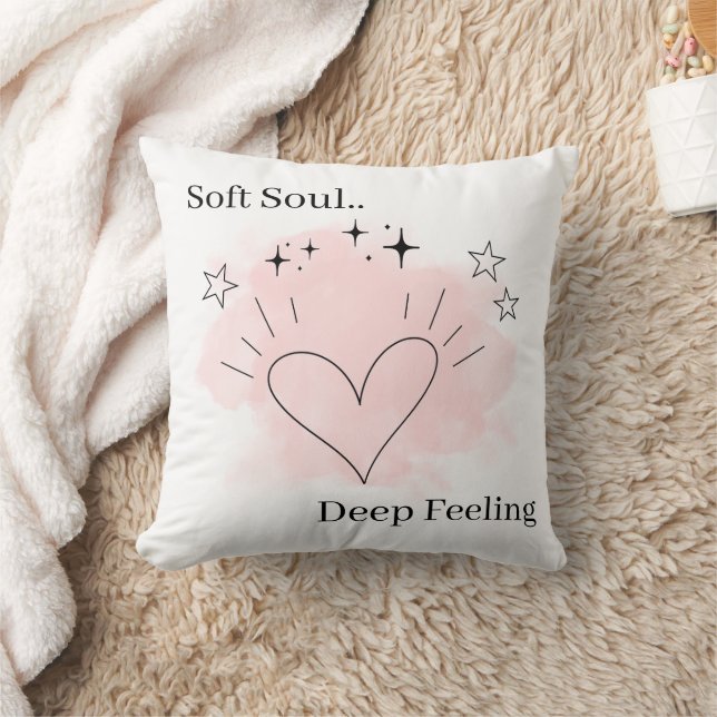 Coussin Soft Soul Throw Pillow – Customizable Text (Couverture)