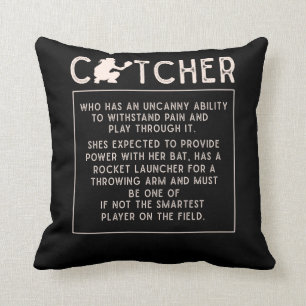 Coussin Softball Catcher Girl Funny Baseball Player Humour