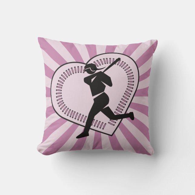 Coussin Softball fille mignonne rose Sunburst Joueur équip (Recto)