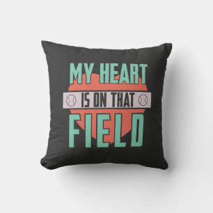 Coussin Softball - Mon cœur est sur ce terrain