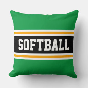 Coussin SOFTBALL Vert Clair Orange Noir Blanc Rayures
