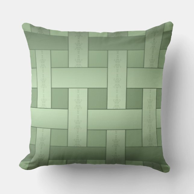 Coussin Soie verte transparente sans couture motif rayé mo (Recto)