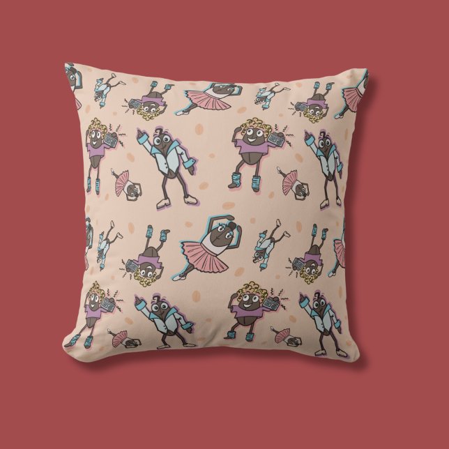 Coussin Soirée de danse au café caricaturale (Créateur téléchargé)
