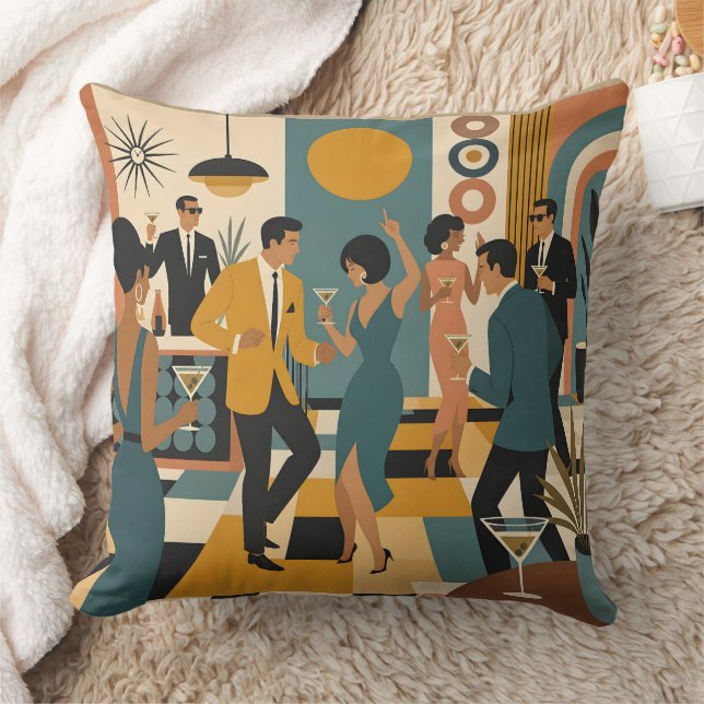 Coussin Soirée de danse Martini Hip du milieu du siècle (Couverture)