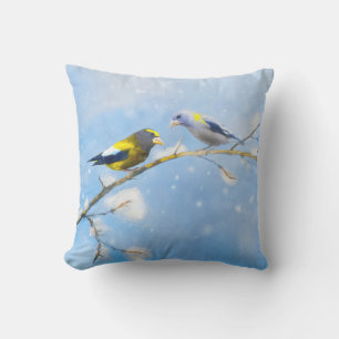 Coussin Soirée Grosbeak Peinture - Cute Original Chien Art